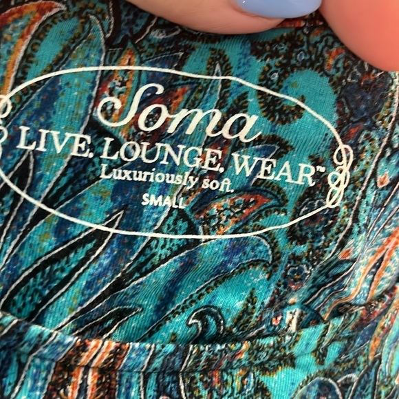 Soma Paisley Dress 3/4 Sleeves Asymmetrical Hem Luxuriously Soft Size Small - Picture 6 of 8